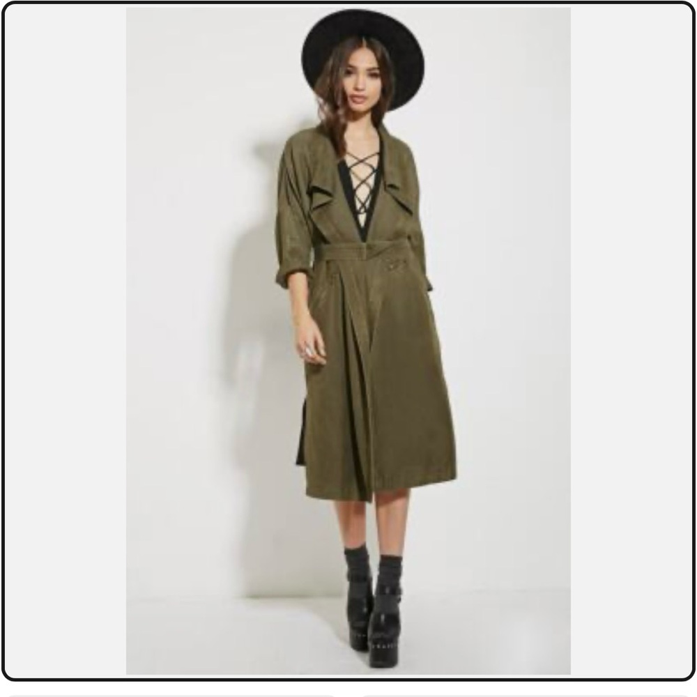 Forever 21 Olive  Trench Coat. NWTS 💚💚💚